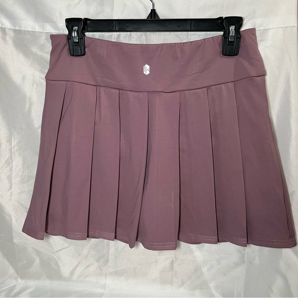 Purple matching crop top & pleated athletic tennis golf skirt workout set sz M - Picture 6 of 12